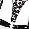 Leopard Exposure Bra Set with Halter Neck Crotch Details