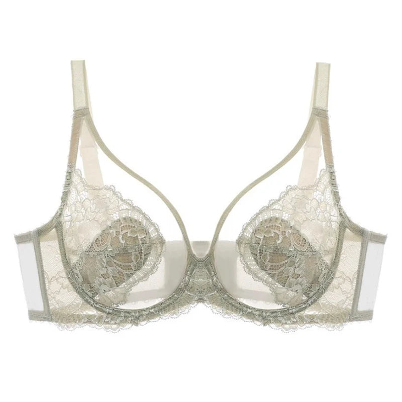 Lingerie Women's Thin Bras Lace Full Cup Bras Beautifully Embroidered BrasAnti-Sagging Ultra-Thin Bras